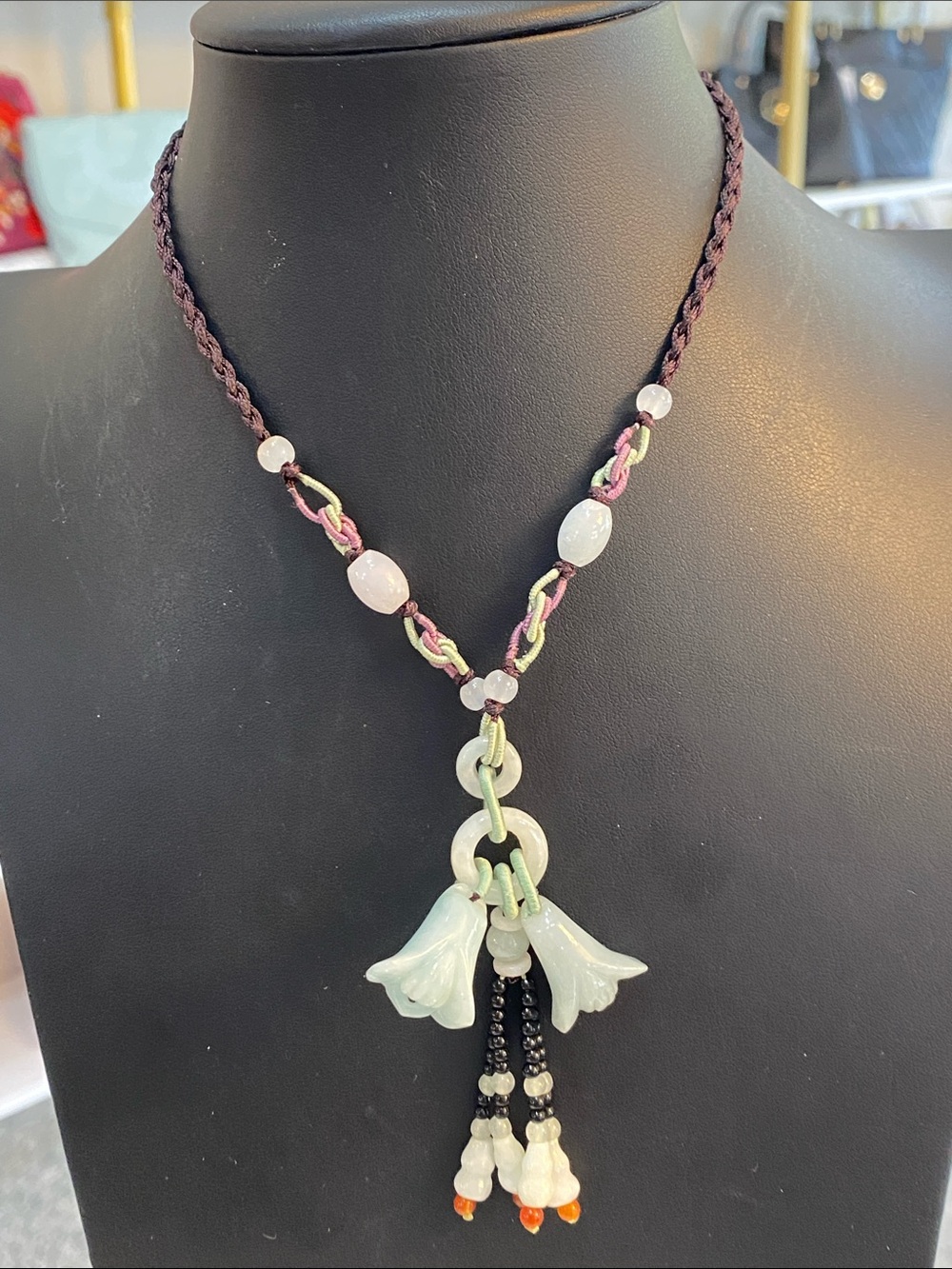 Stone Beaded Tassel Necklace